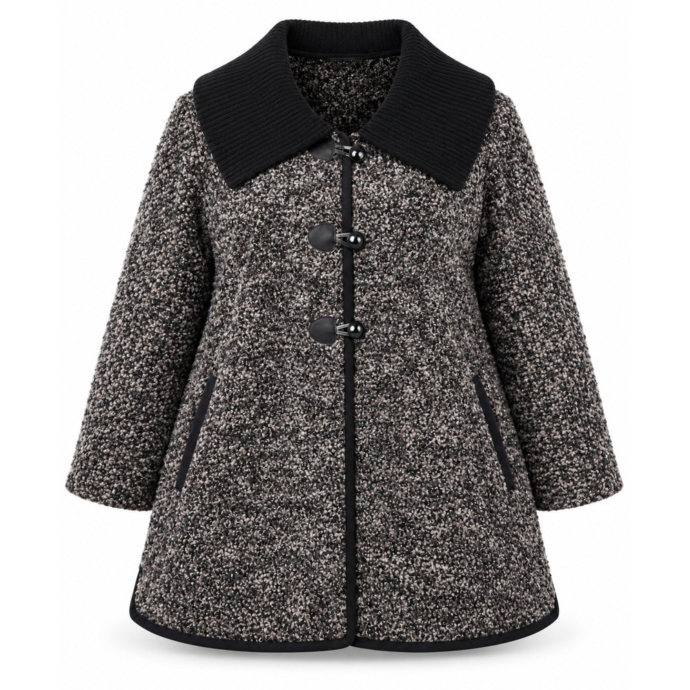 Virtuelle Grey Boucle Knit Toggle Coat Plus Size AU 20 UK 22 Ribbed Collar